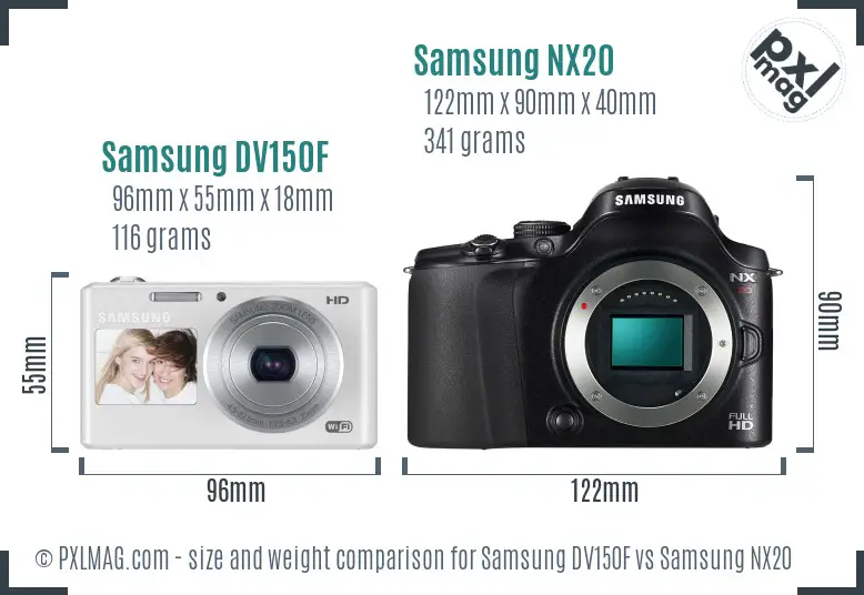 Samsung DV150F vs Samsung NX20 size comparison
