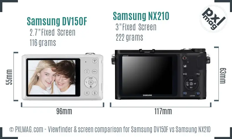 Samsung DV150F vs Samsung NX210 Screen and Viewfinder comparison