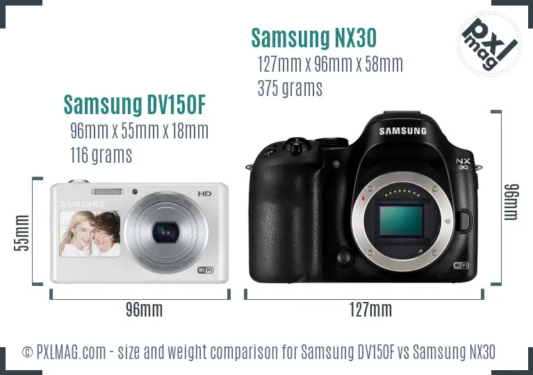 Samsung DV150F vs Samsung NX30 size comparison