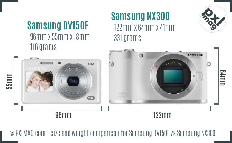 Samsung DV150F vs Samsung NX300 size comparison