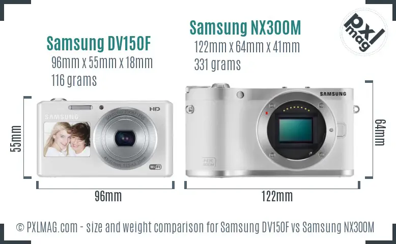 Samsung DV150F vs Samsung NX300M size comparison