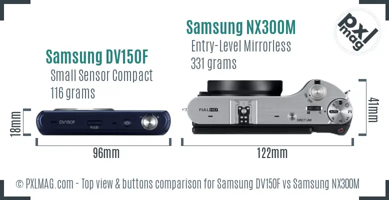Samsung DV150F vs Samsung NX300M top view buttons comparison