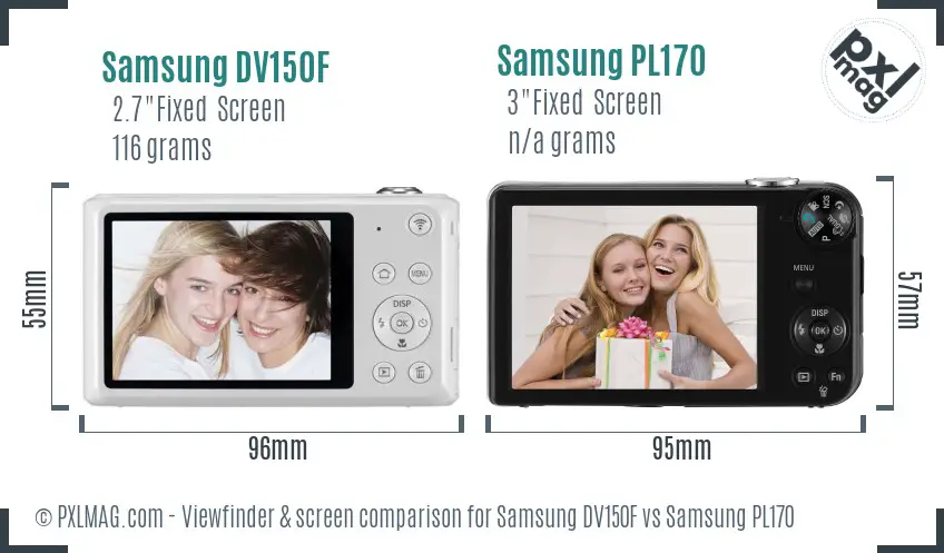 Samsung DV150F vs Samsung PL170 Screen and Viewfinder comparison