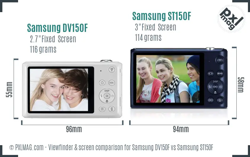 Samsung DV150F vs Samsung ST150F Screen and Viewfinder comparison