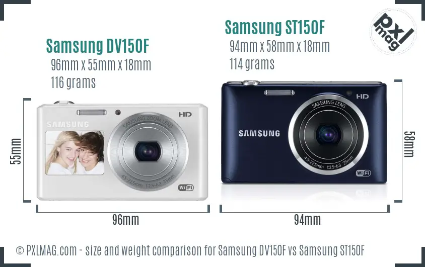 Samsung DV150F vs Samsung ST150F size comparison