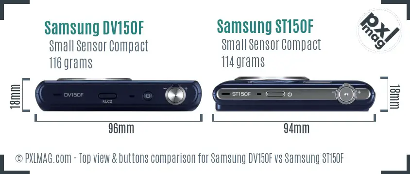 Samsung DV150F vs Samsung ST150F top view buttons comparison