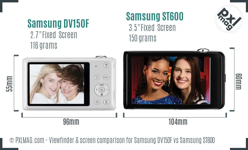 Samsung DV150F vs Samsung ST600 Screen and Viewfinder comparison