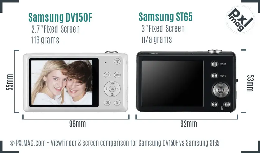 Samsung DV150F vs Samsung ST65 Screen and Viewfinder comparison