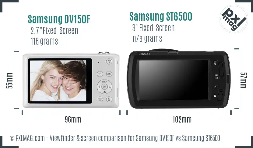 Samsung DV150F vs Samsung ST6500 Screen and Viewfinder comparison