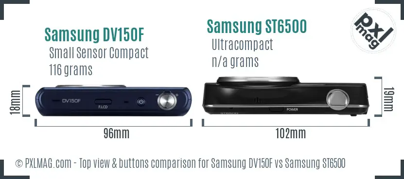 Samsung DV150F vs Samsung ST6500 top view buttons comparison