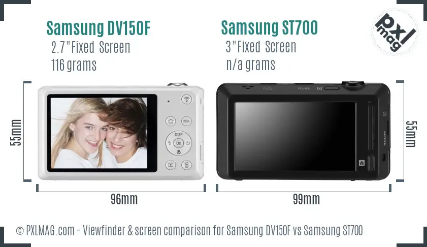 Samsung DV150F vs Samsung ST700 Screen and Viewfinder comparison Samsung DV150F vs Samsung ST700 Screen and Viewfinder comparison