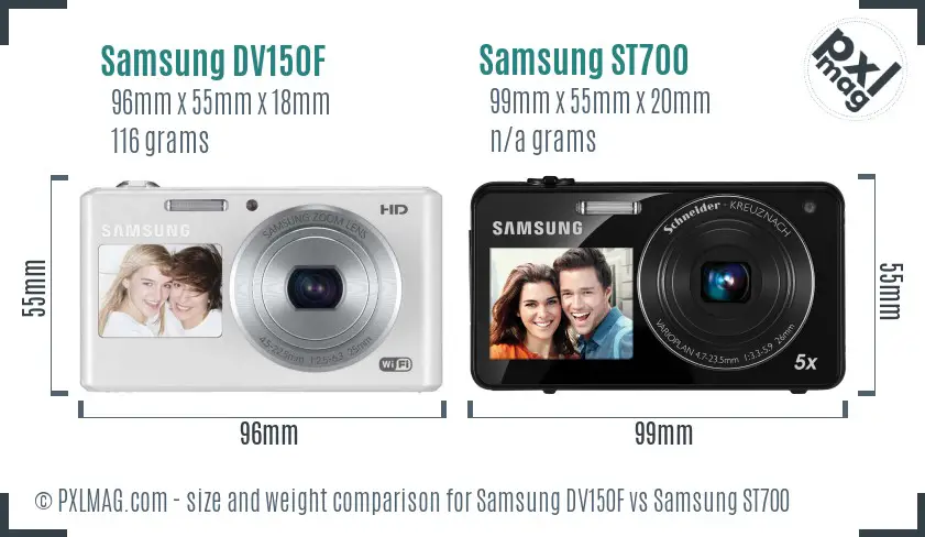 Samsung DV150F vs Samsung ST700 size comparison Samsung DV150F vs Samsung ST700 size comparison