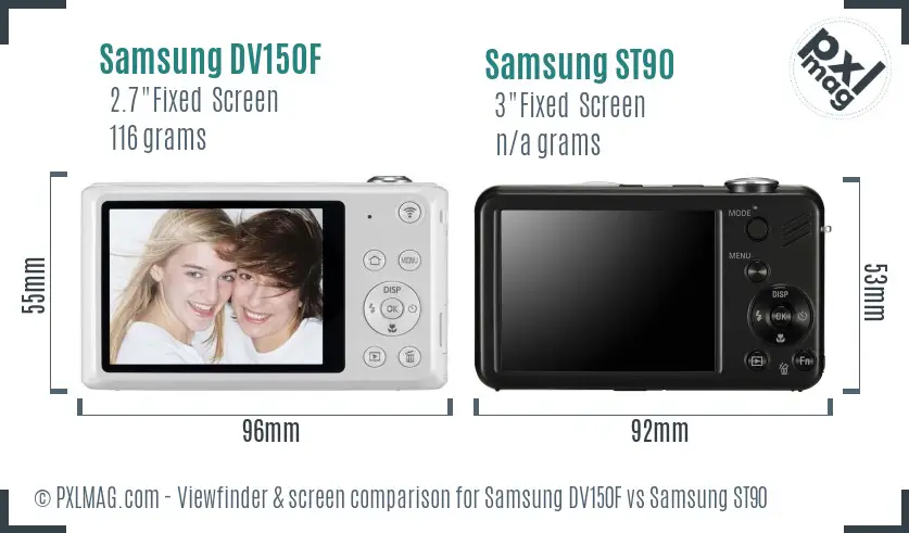 Samsung DV150F vs Samsung ST90 Screen and Viewfinder comparison
