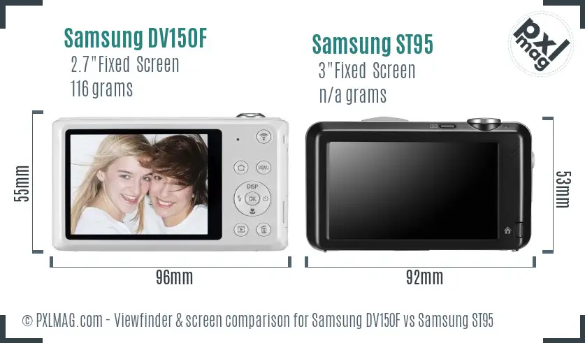 Samsung DV150F vs Samsung ST95 Screen and Viewfinder comparison Samsung DV150F vs Samsung ST95 Screen and Viewfinder comparison