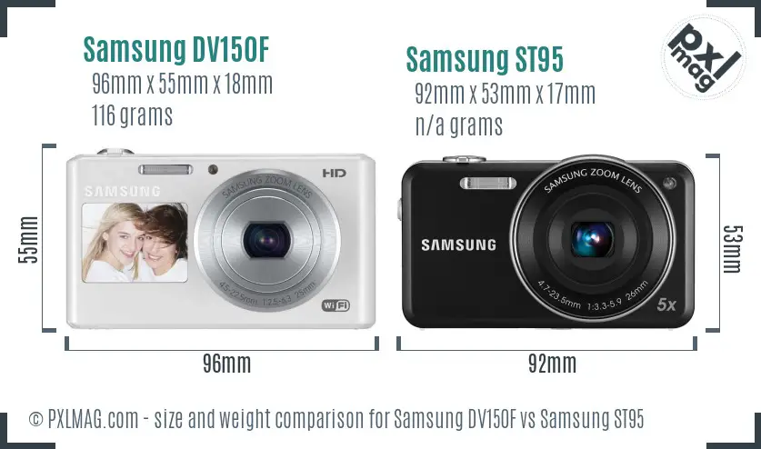 Samsung DV150F vs Samsung ST95 size comparison Samsung DV150F vs Samsung ST95 size comparison