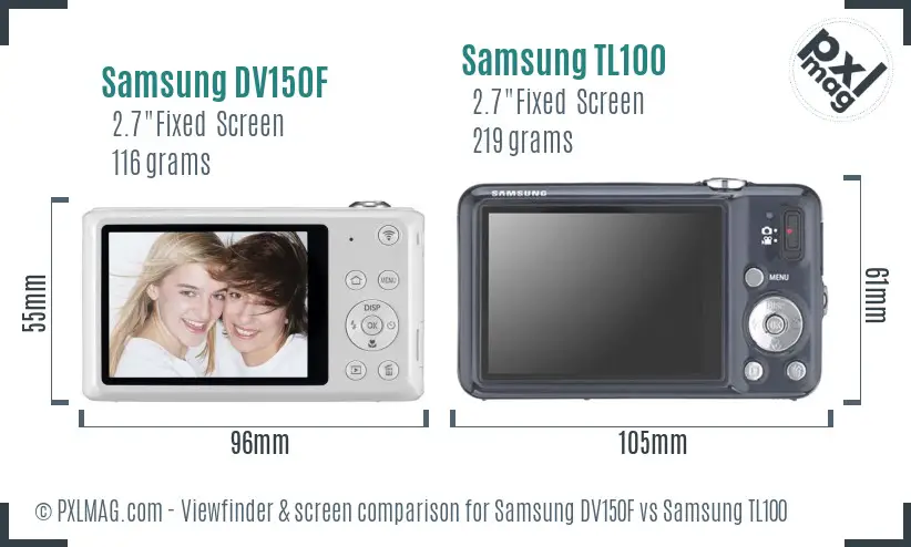 Samsung DV150F vs Samsung TL100 Screen and Viewfinder comparison