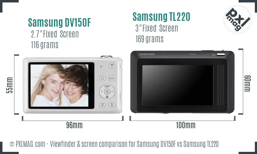 Samsung DV150F vs Samsung TL220 Screen and Viewfinder comparison