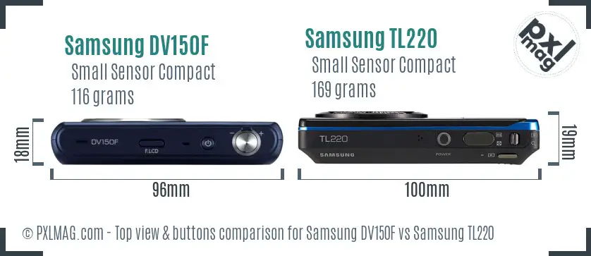 Samsung DV150F vs Samsung TL220 top view buttons comparison