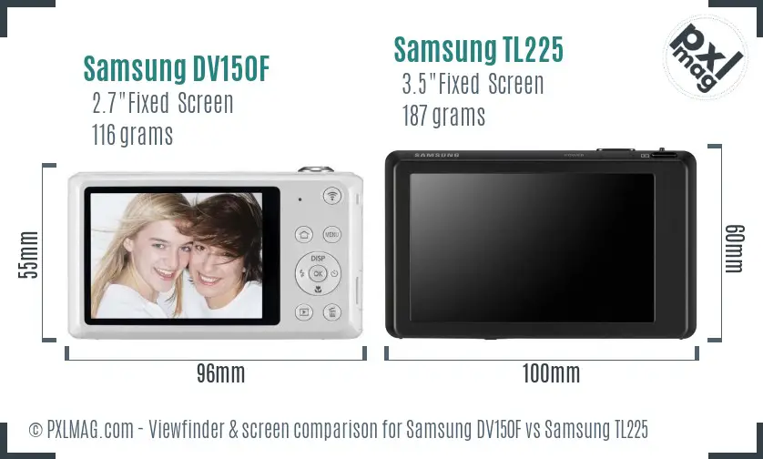 Samsung DV150F vs Samsung TL225 Screen and Viewfinder comparison