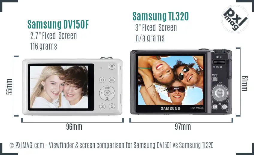 Samsung DV150F vs Samsung TL320 Screen and Viewfinder comparison