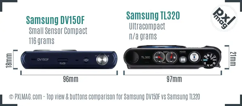 Samsung DV150F vs Samsung TL320 top view buttons comparison