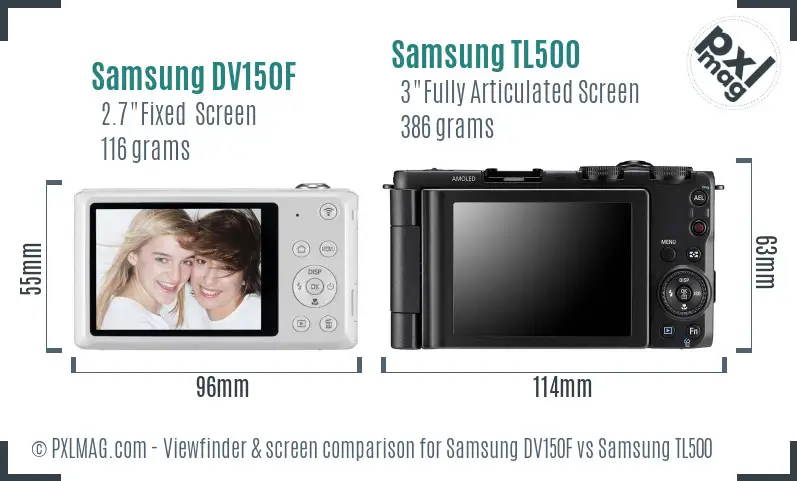 Samsung DV150F vs Samsung TL500 Screen and Viewfinder comparison