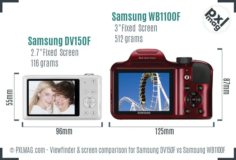 Samsung DV150F vs Samsung WB1100F Screen and Viewfinder comparison