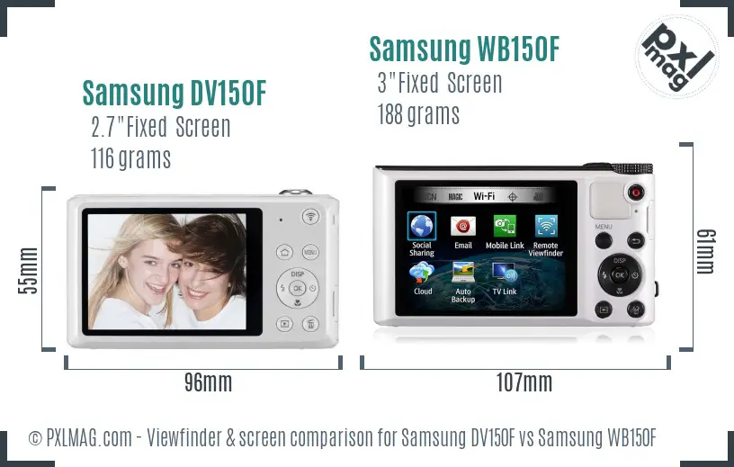 Samsung DV150F vs Samsung WB150F Screen and Viewfinder comparison Samsung DV150F vs Samsung WB150F Screen and Viewfinder comparison