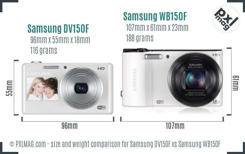 Samsung DV150F vs Samsung WB150F size comparison Samsung DV150F vs Samsung WB150F size comparison