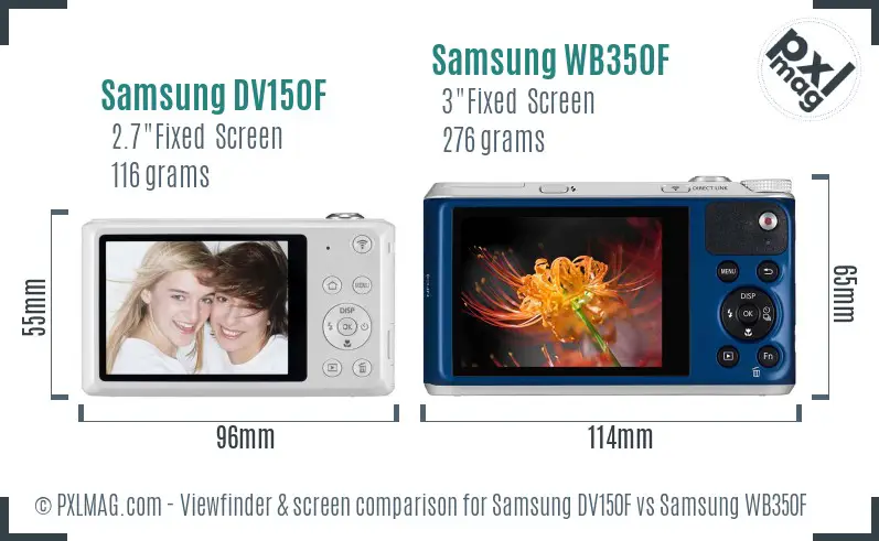 Samsung DV150F vs Samsung WB350F Screen and Viewfinder comparison