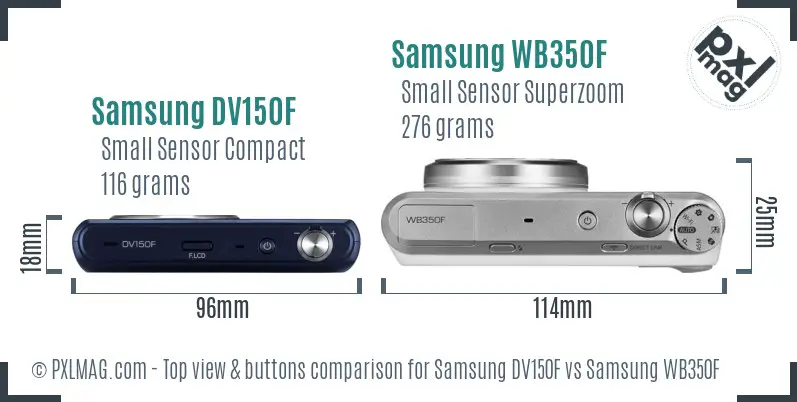 Samsung DV150F vs Samsung WB350F top view buttons comparison