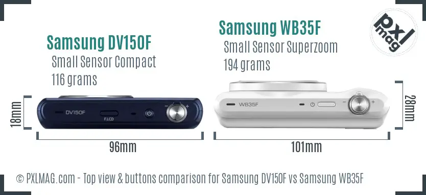 Samsung DV150F vs Samsung WB35F top view buttons comparison