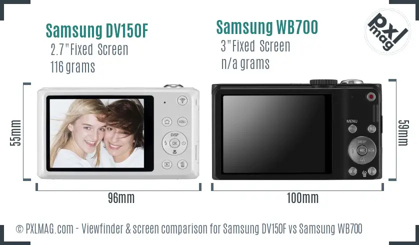 Samsung DV150F vs Samsung WB700 Screen and Viewfinder comparison