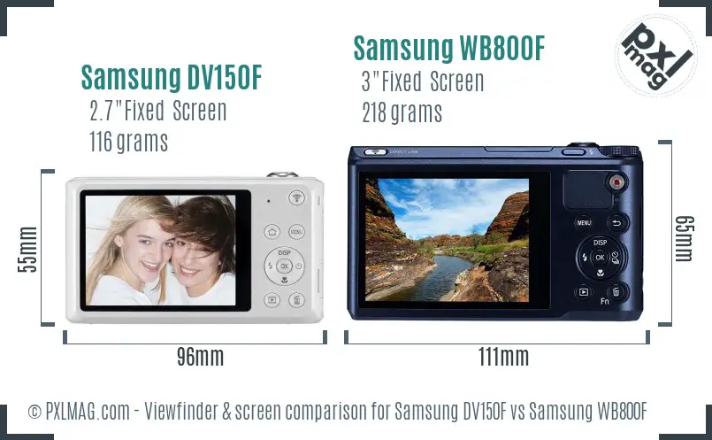 Samsung DV150F vs Samsung WB800F Screen and Viewfinder comparison