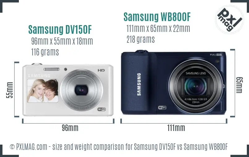 Samsung DV150F vs Samsung WB800F size comparison