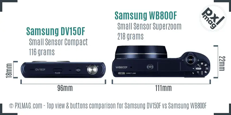 Samsung DV150F vs Samsung WB800F top view buttons comparison