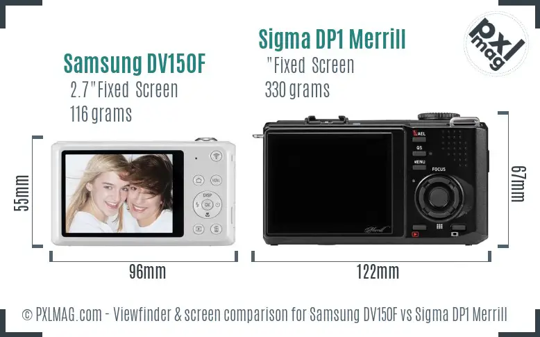 Samsung DV150F vs Sigma DP1 Merrill Screen and Viewfinder comparison