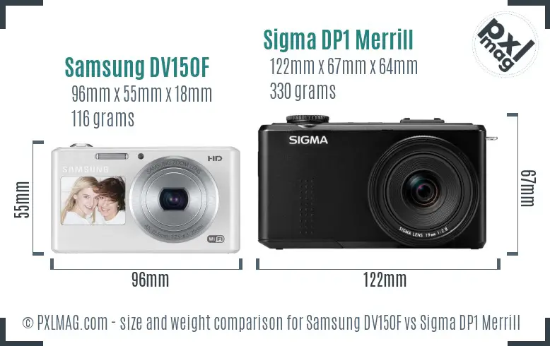 Samsung DV150F vs Sigma DP1 Merrill size comparison