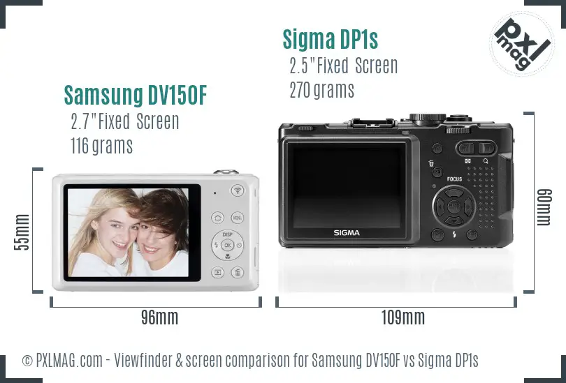 Samsung DV150F vs Sigma DP1s Screen and Viewfinder comparison