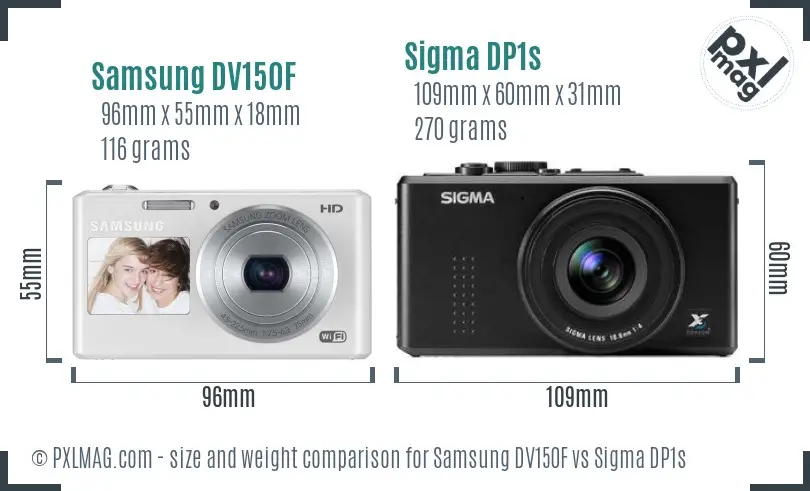 Samsung DV150F vs Sigma DP1s size comparison