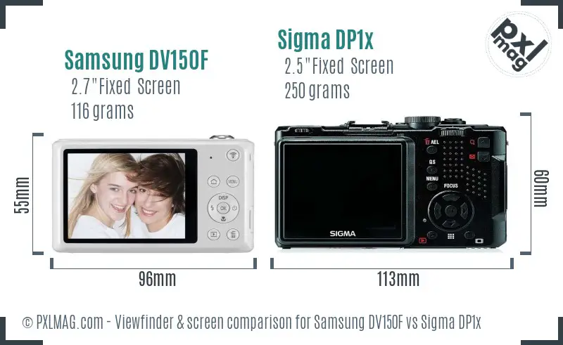 Samsung DV150F vs Sigma DP1x Screen and Viewfinder comparison