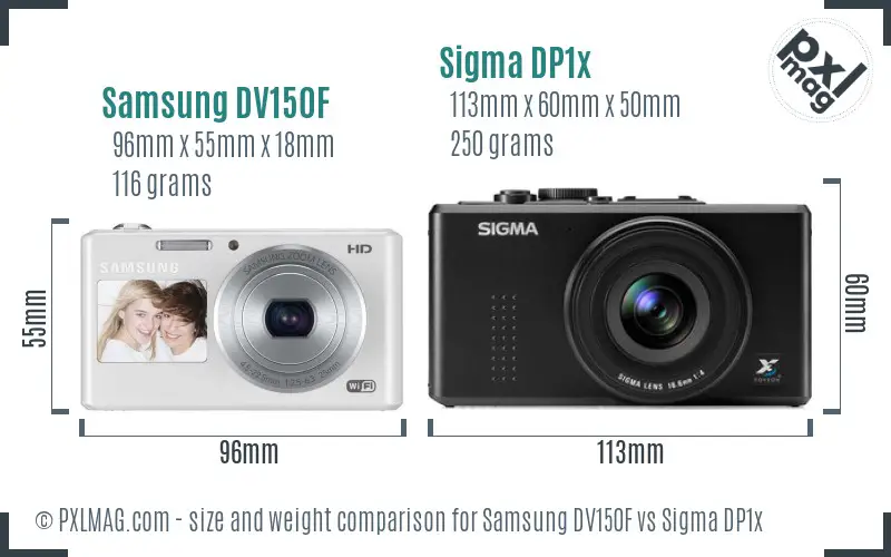 Samsung DV150F vs Sigma DP1x size comparison