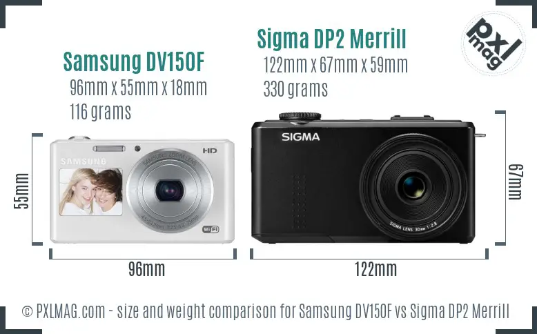 Samsung DV150F vs Sigma DP2 Merrill size comparison