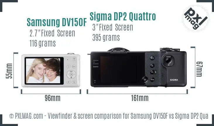 Samsung DV150F vs Sigma DP2 Quattro Screen and Viewfinder comparison