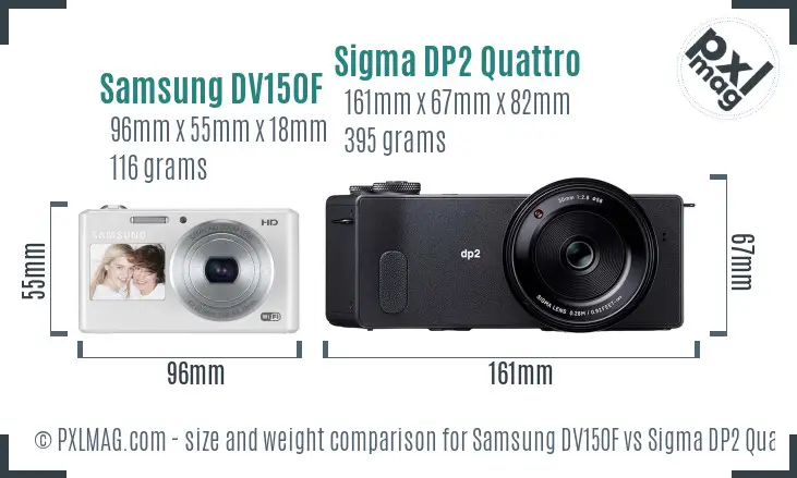 Samsung DV150F vs Sigma DP2 Quattro size comparison