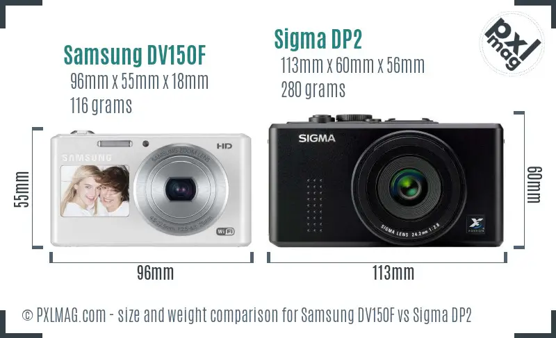 Samsung DV150F vs Sigma DP2 size comparison
