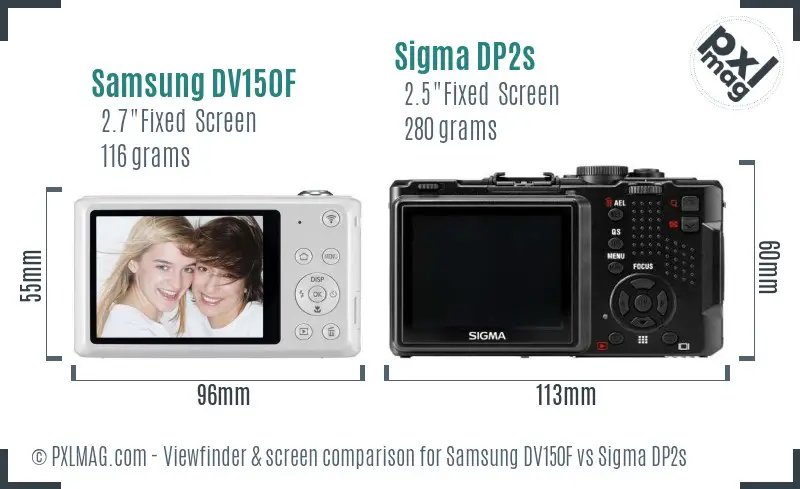 Samsung DV150F vs Sigma DP2s Screen and Viewfinder comparison