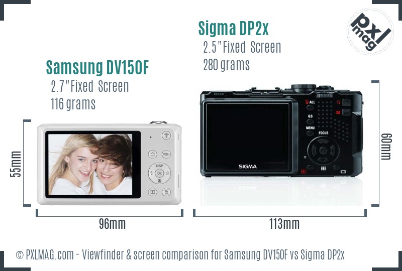 Samsung DV150F vs Sigma DP2x Screen and Viewfinder comparison