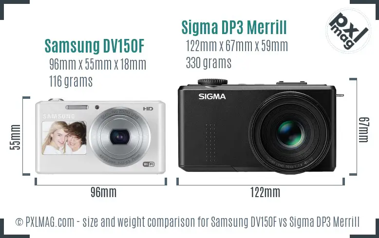 Samsung DV150F vs Sigma DP3 Merrill size comparison