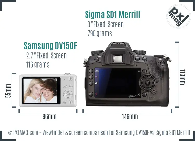 Samsung DV150F vs Sigma SD1 Merrill Screen and Viewfinder comparison